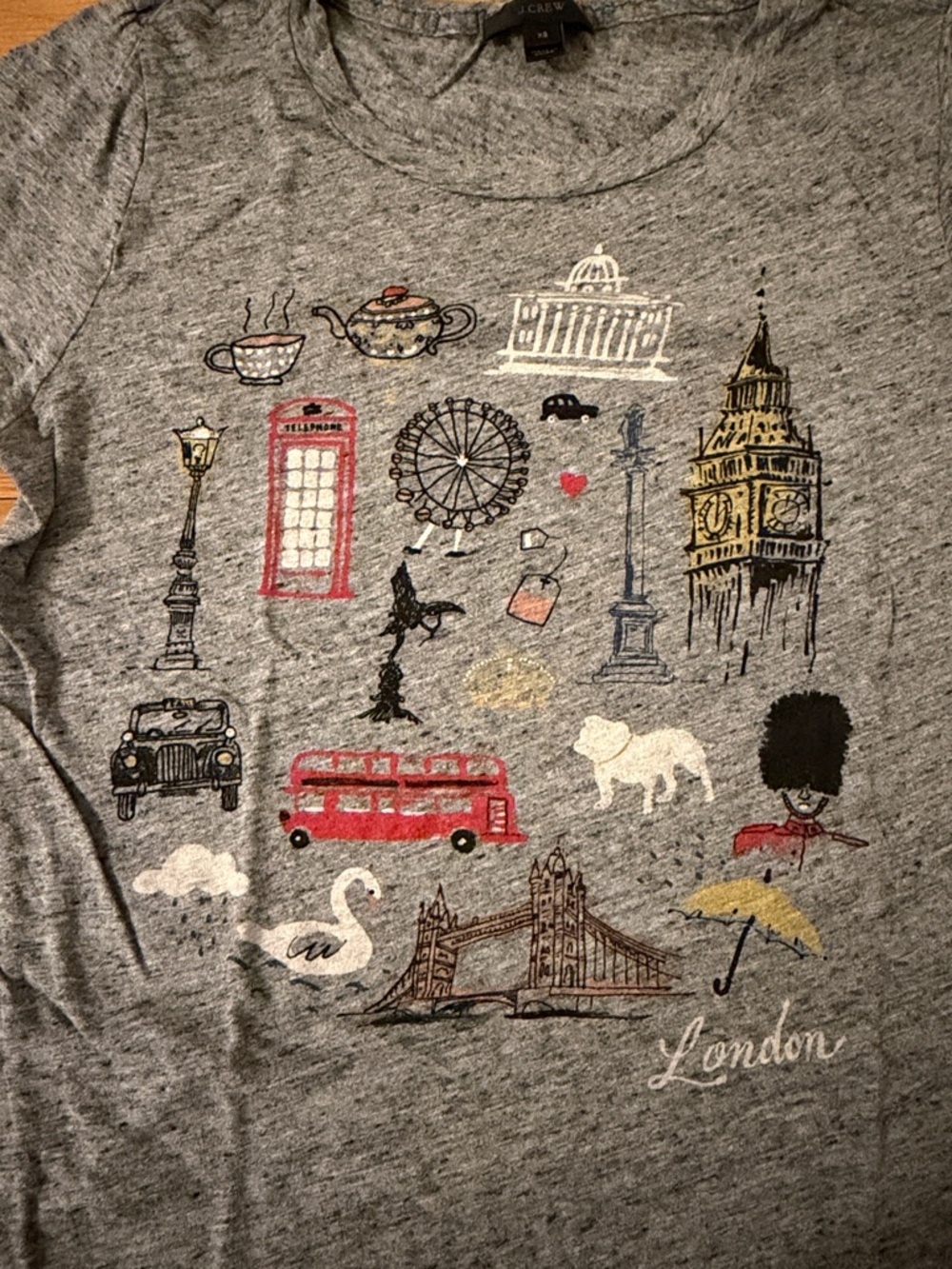 J. Crew Gray Short Sleeve Tee with London Graphic - Picture 3 of 3